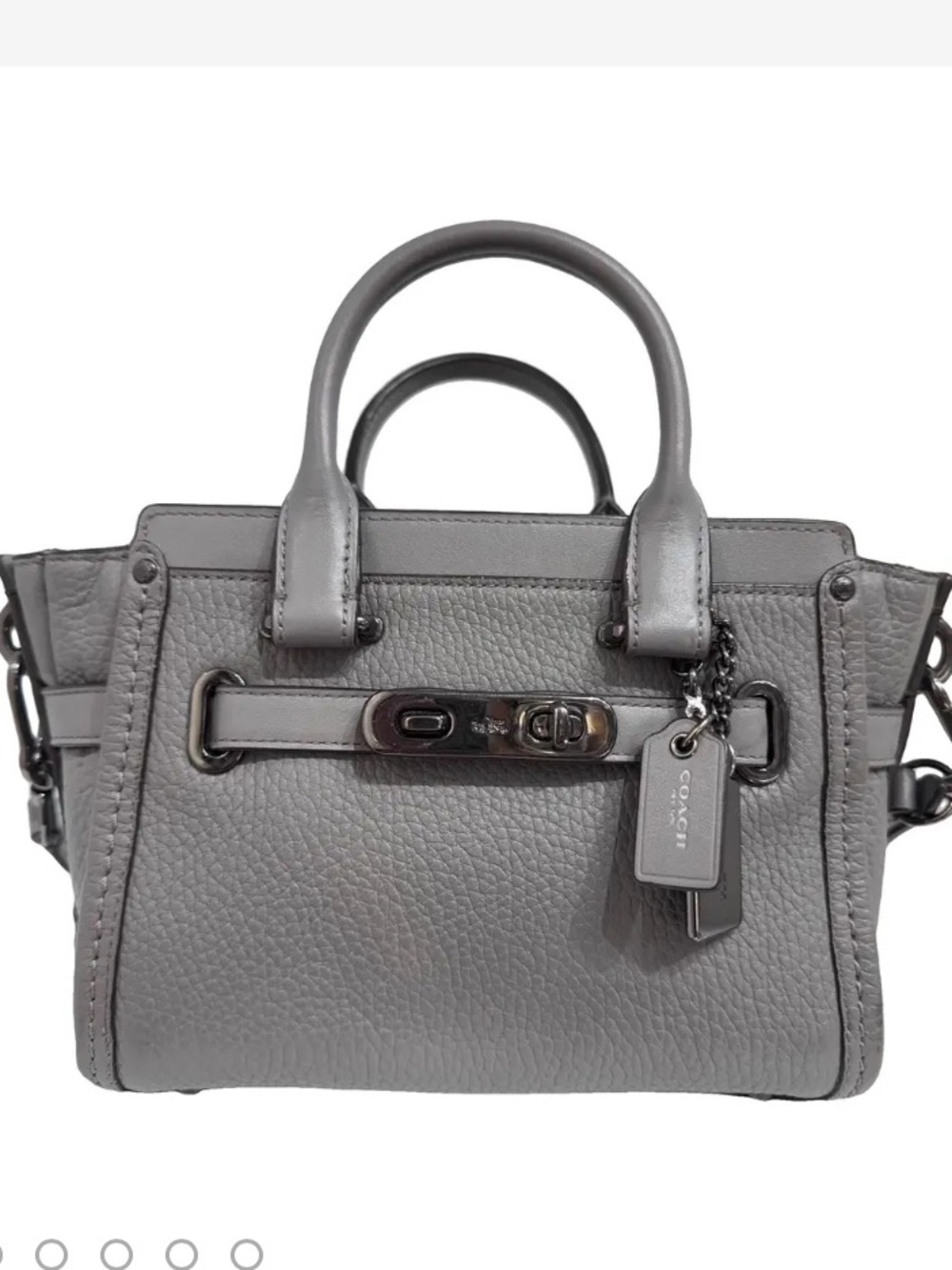 Coach Pebble Leather Swagger 27 Carryall Satchel in Gray